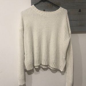 white chenille sweater